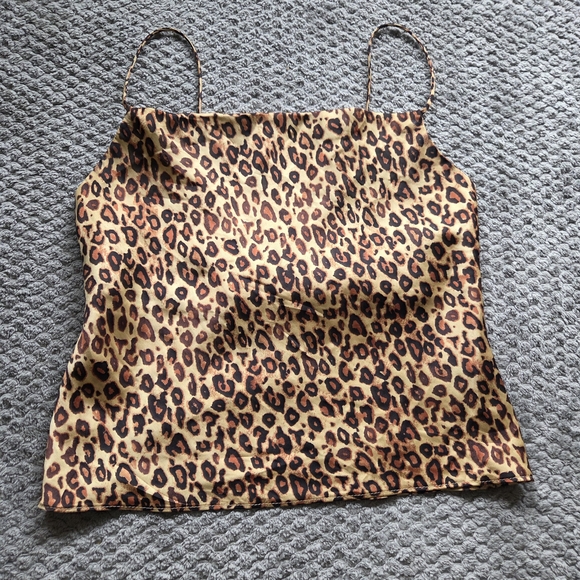 Zara Tops - Zara Animal Lepard Gold Chain Detail Sexy Cowl Neck Club Summer